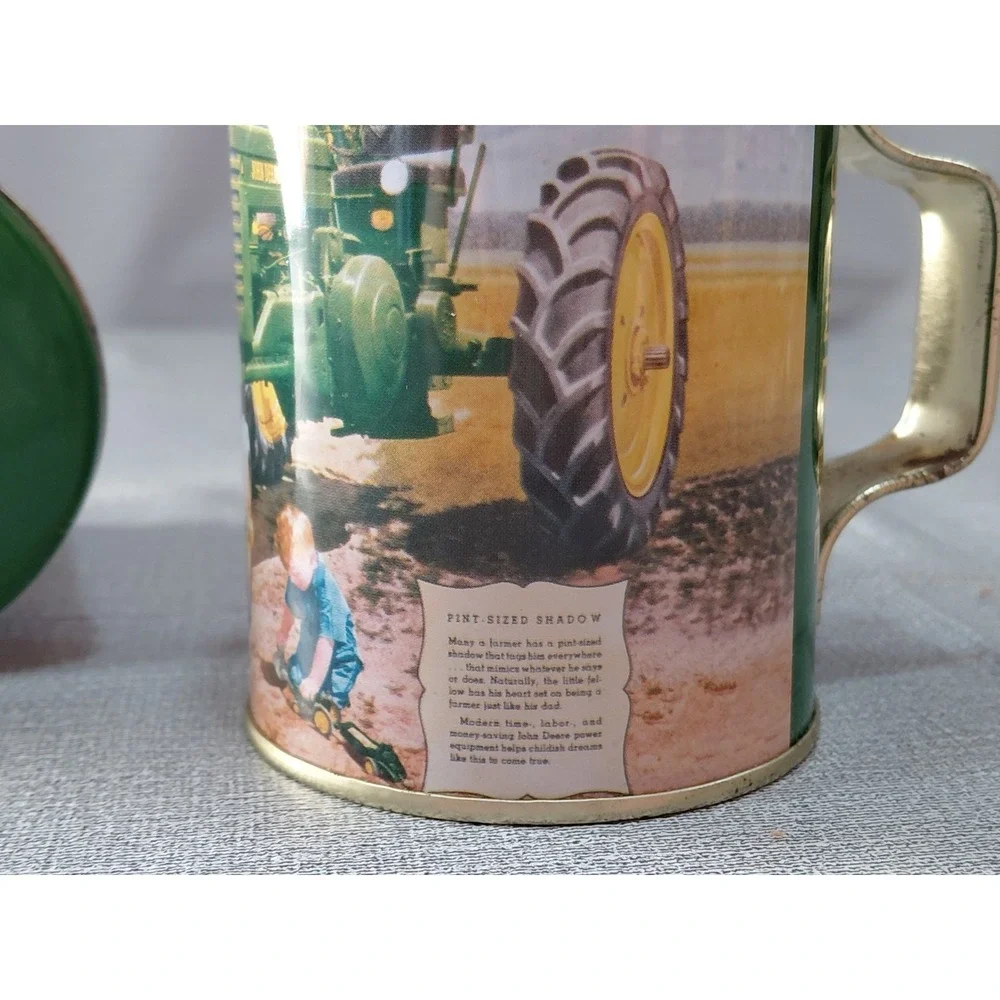 Vtg John Deere Tin Metal Salt & Pepper Shakers Collectible Pint Sized Shadow